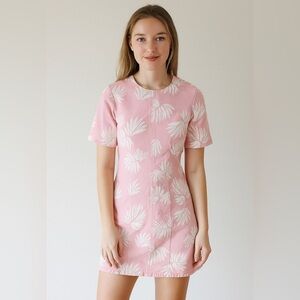 Cinq à Sept Phoenix Pink Mini Dress – Size 2 Palm leaves tropical vacation